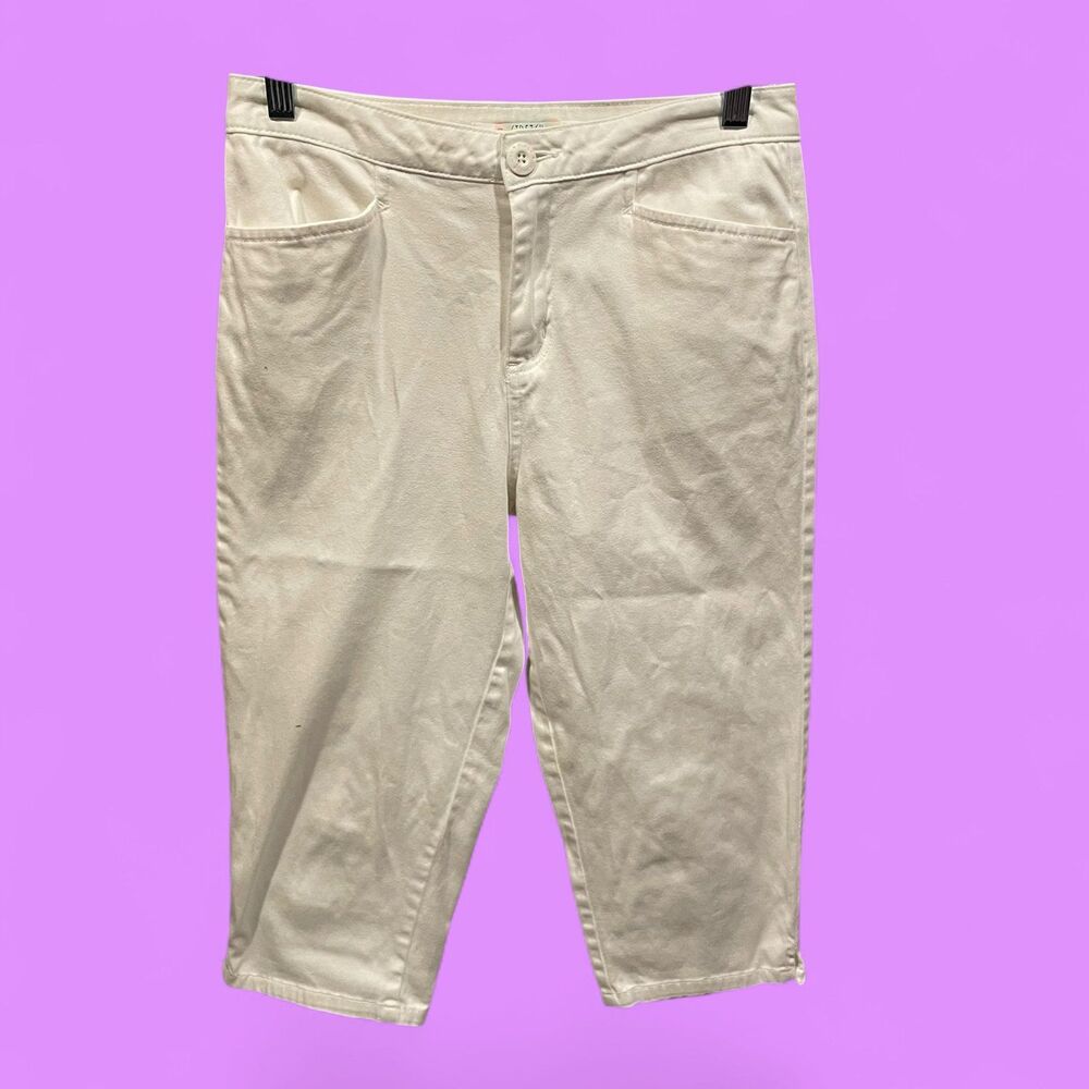Cute classic Y2K Bill Blass Jeans cotton blend stretch white capri jeans